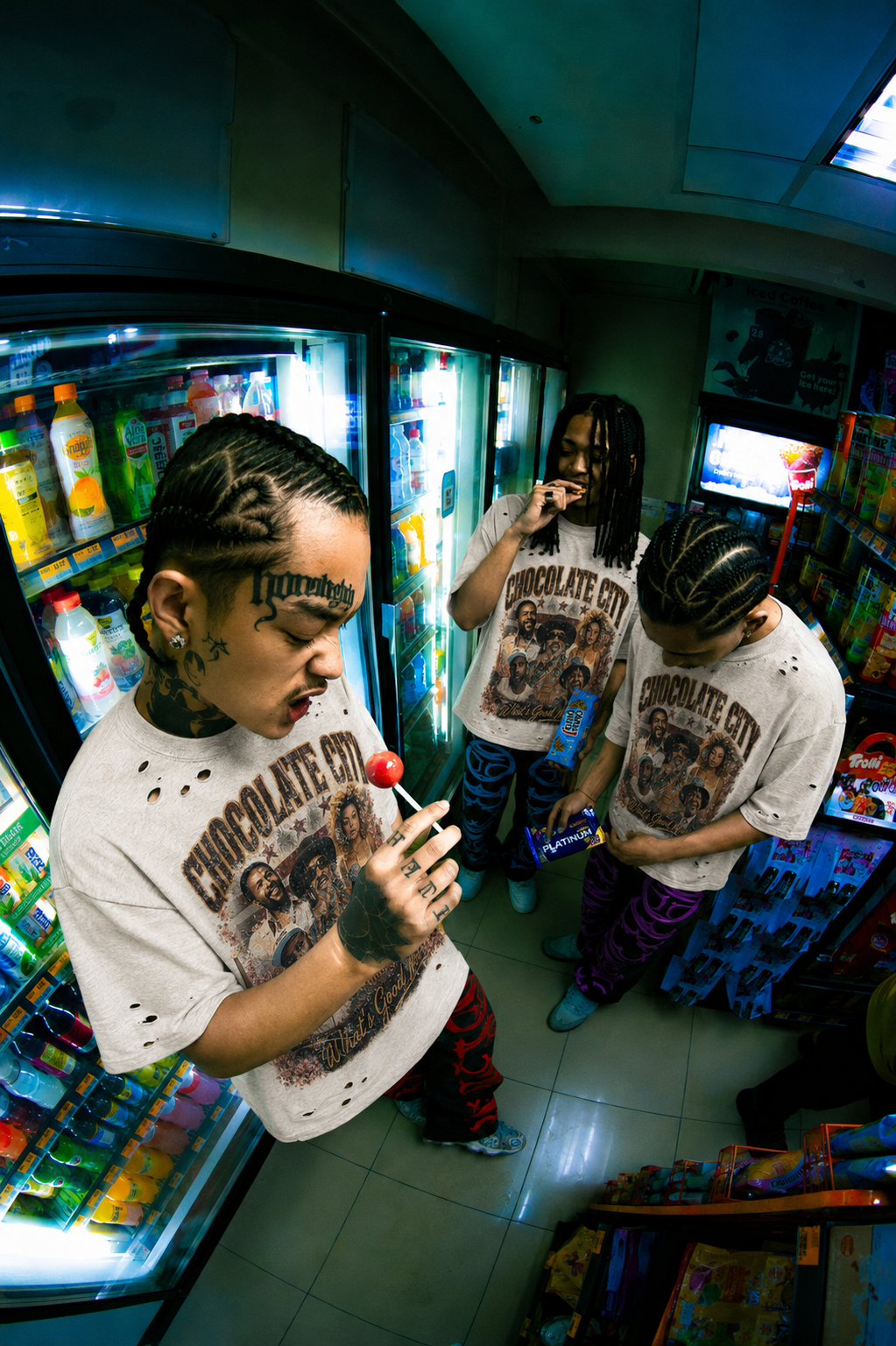 Chocolate City tee lookbook — bodega scene